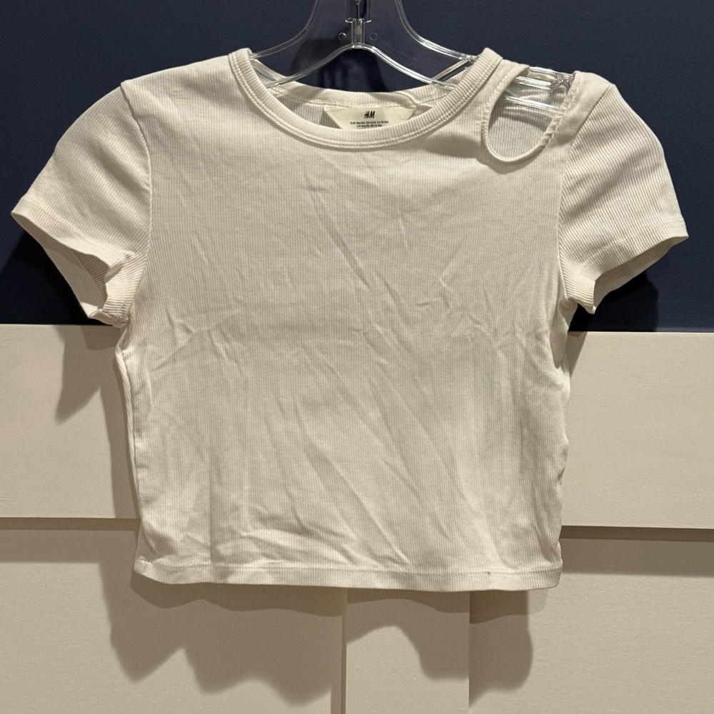 H&M Off-White Ribbed Kids Tee - Picture 7 of 11
